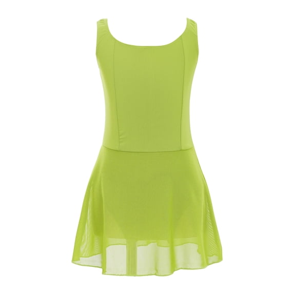 Alvivi Kids Girls Camisole Ballet Dance Dress Gymnastics Athletic Leotard Bodysuit Ballerina Dancewear Green 11-12