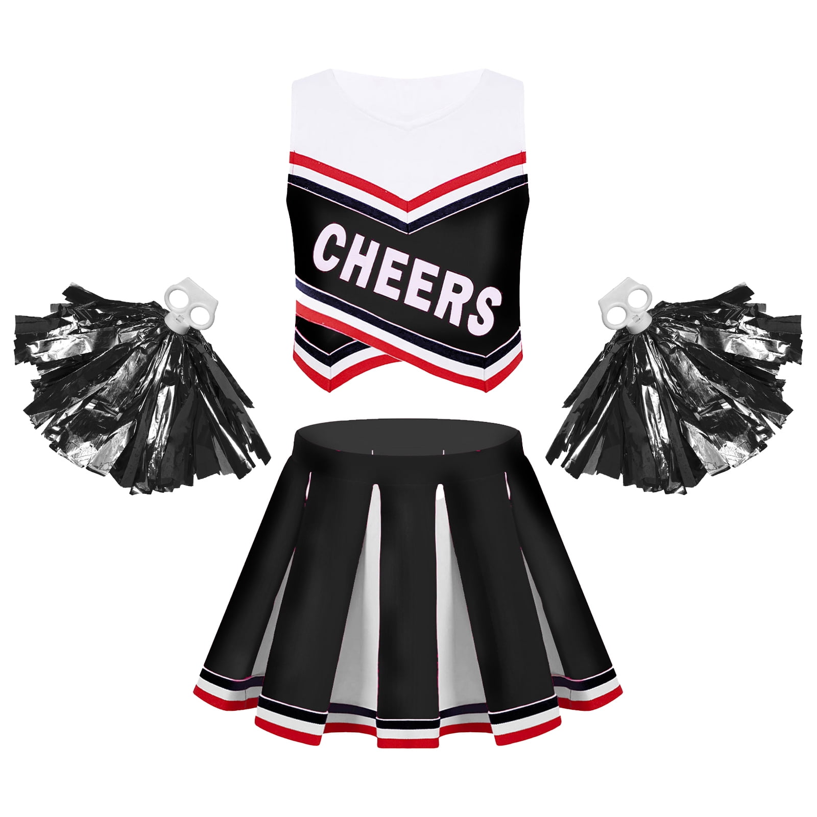 Alvivi Kids Girls Cheer Leader Costume High School Cheerleading Uniform ...