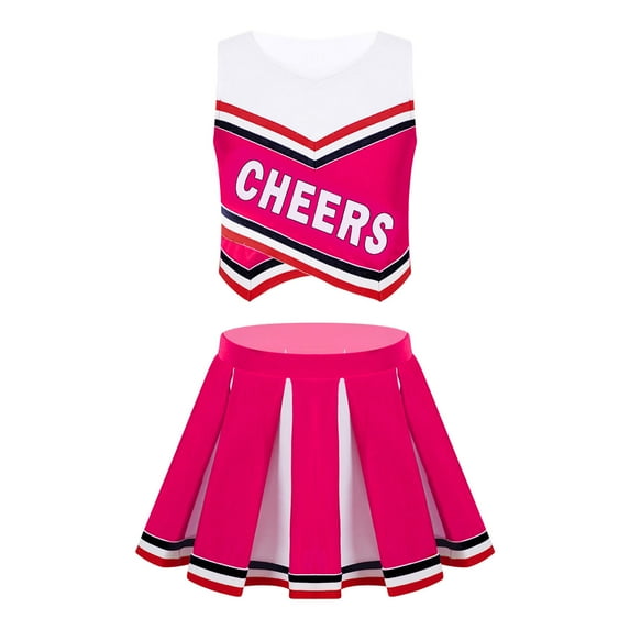 Alvivi Kids Girls Cheerleading Costume Outfit Crop Tops Pleated Pleated Skirt Set 6-16