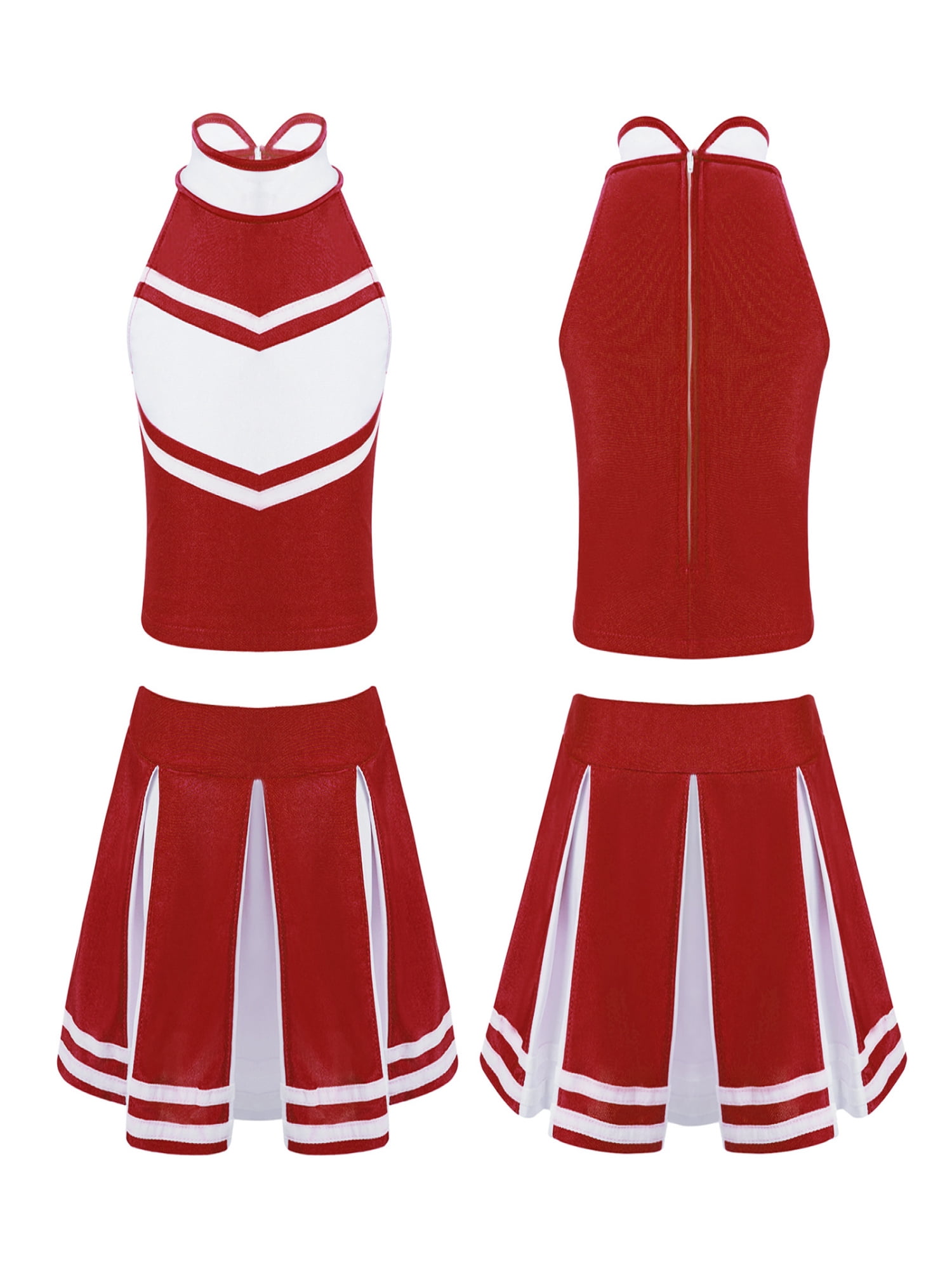Alvivi Kids Girls Cheerleading Costume Outfit Sleeveless Zippered Tops