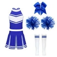 thumbnail image 1 of Alvivi Kids Girls Cheerleading Dance Dress Cheer Leader Uniform High School Cheer Up Dancewear B Blue 10, 1 of 5