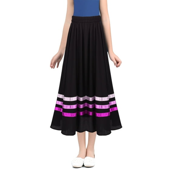 Alvivi Kids Girls Chiffon Ballet Dance Skirt Stage Performance Costume 6-16