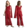 thumbnail image 1 of Alvivi Kids Girls Chiffon Romper Sleeveless Summer Jumpsuits Casual Wedding Birthday Party Outfits Burgundy 6, 1 of 7