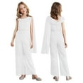 thumbnail image 1 of Alvivi Kids Girls Chiffon Romper Sleeveless Summer Jumpsuits Casual Wedding Birthday Party Outfits Ivory 8, 1 of 6