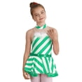 thumbnail image 1 of Alvivi Kids Girls Christmas Costume Mock Neck Sleeveless Stripes Print Dress 4-16 Green 14, 1 of 7
