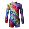 thumbnail image 1 of Alvivi Kids Girls Dance Gymnastics Jumpsuit Mock Neck Long Sleeves Mesh Patchwork Bodysuit 6-16, 1 of 3