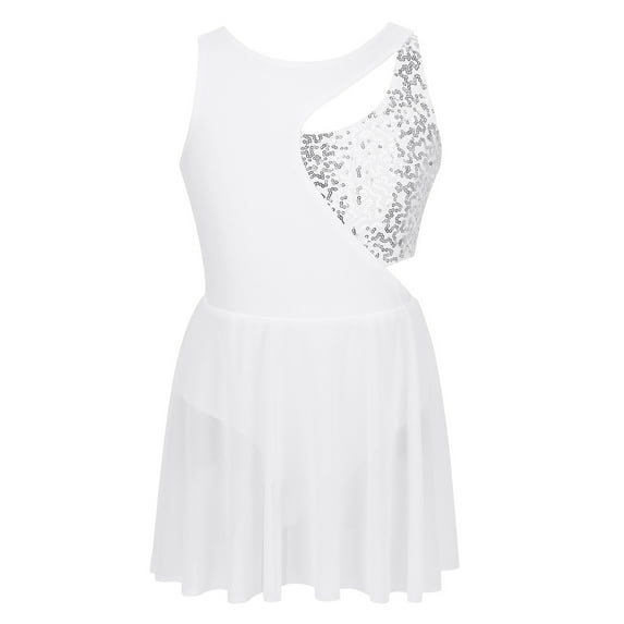 Alvivi Kids Girls Figure Ice Skating Dress Shiny Sequins Ballet Dance Leotard 6-14