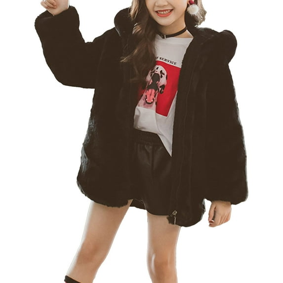 Alvivi Kids Girls Fleece Jacket Coat Full Zip Hoodie Sweater Warm Outerwear 6-14 Black 8