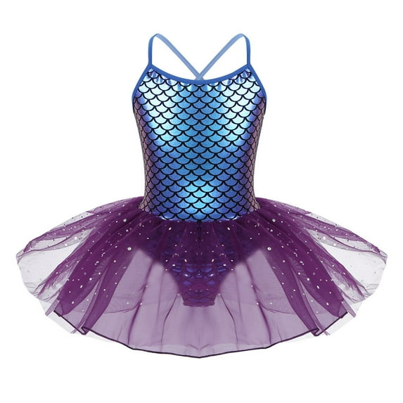 Alvivi Kids Girls Glitter Mermaid Costume Ballet Dance Gymnastics Leotard Tutu Dress 3-10