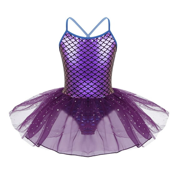 Alvivi Kids Girls Glitter Mermaid Costume Ballet Dance Gymnastics Leotard Tutu Dress 3-10