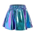 thumbnail image 1 of Alvivi Kids Girls Glossy Metallic Pleated Mini Skirt Latin Jazz Modern Ballet Dance A-Line Scooter Skirt Blue 9-10, 1 of 7