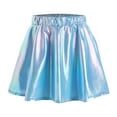 thumbnail image 1 of Alvivi Kids Girls Glossy Metallic Pleated Mini Skirt Latin Jazz Modern Ballet Dance A-Line Scooter Skirt Sky Blue 15-16, 1 of 7