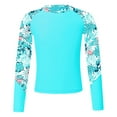 thumbnail image 1 of Alvivi Kids Girls Graphics Printed Long Sleeve Rash Guard Shirts Seaside Beachwear Sports Sunsuit Teal 16, 1 of 5