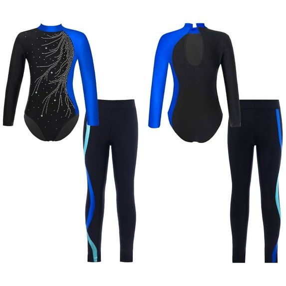 Alvivi Kids Girls Gymnastics Athletic Outfit Ballet Dance Leotard Leggings Pants Set