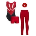 thumbnail image 1 of Alvivi Kids Girls Gymnastics Leotards Sleeveless Bodysuit Shorts Hair Tie with Leggings Set  Sparkly Unitards 6-16 Years Burgundy 8, 1 of 7