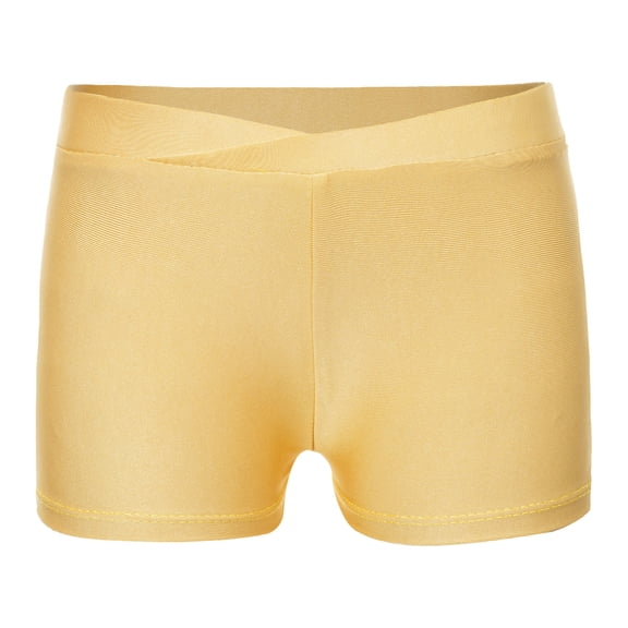 Alvivi Kids Girls Gymnastics Shorts Dancewear Athletic Ballet Dance Shorts Gym Yoga Workout Booty Shorts Activewear Yellow 15-16