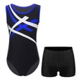 thumbnail image 1 of Alvivi Kids Girls Gymnastics Sleeveless Leotard with Booty Shorts Ballet Dance Unitard Activewear Blue&Black 10, 1 of 5