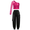 thumbnail image 1 of Alvivi Kids Girls Jazz Hip Hop Dance Outfits One Shoulder Crop Top with Jogger Cargo Pants Set Hot Pink 12, 1 of 7