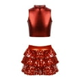 thumbnail image 1 of Alvivi Kids Girls Jazz Modern Hip Hop Dance Outfits Sleeveless Crop Tops with Skirted Shorts Set Red 8, 1 of 5