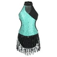 thumbnail image 1 of Alvivi Kids Girls Latin Dance Tassel Fringe Dress Modern Ballroom Gymnastic Dancewear Light Green 10, 1 of 5