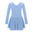 thumbnail image 1 of Alvivi Kids Girls Long Sleeve Ballet Dance Tutu Dress Ballroom Leotard Dancewear Light Blue 5-6, 1 of 5
