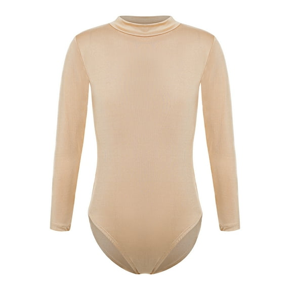 Alvivi Kids Girls Long Sleeve Leotard for Ballet Dance Gymnastics One Piece Yoga Pilates Training Bodysuit Mock Neck 13-14