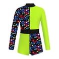 thumbnail image 1 of Alvivi Kids Girls Long Sleeve Mock Neck Gymnastics Leotard Ballet Athletic Dance Unitard Biketard Fluorescent_Green 14, 1 of 5