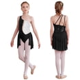 thumbnail image 1 of Alvivi Kids Girls Lyrical Ballet Dance Dress Modern Contemporary Costume One Shoulder Sequins Leotard Black 10, 1 of 6