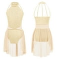 thumbnail image 1 of Alvivi Kids Girls Lyrical Dance Dress Sleeveless Lace Floral Irregular Hem Skirt Leotard Champagne 6, 1 of 5