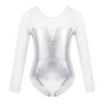 thumbnail image 1 of Alvivi Kids Girls' Mesh Long Sleeve Sparkly Gymnastic Leotard Top Shirt Dancewear Costumes Silver 6, 1 of 7