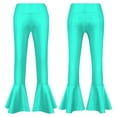 thumbnail image 1 of Alvivi Kids Girls Metallic Jazz Latin Dance Flare Pants Ruffle Stretchy Bell Bottom 6-14 Lake Green 16, 1 of 6