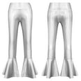 thumbnail image 1 of Alvivi Kids Girls Metallic Jazz Latin Dance Flare Pants Ruffle Stretchy Bell Bottom 6-14 Silver 16, 1 of 6