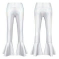 thumbnail image 1 of Alvivi Kids Girls Metallic Jazz Latin Dance Flare Pants Ruffle Stretchy Bell Bottom 6-14, 1 of 7