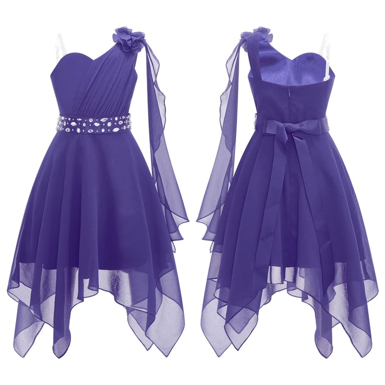 Alvivi Kids Girls One Shoulder Chiffon Party Dress Wedding Bridesmaid Gown  6-16 - Walmart.com