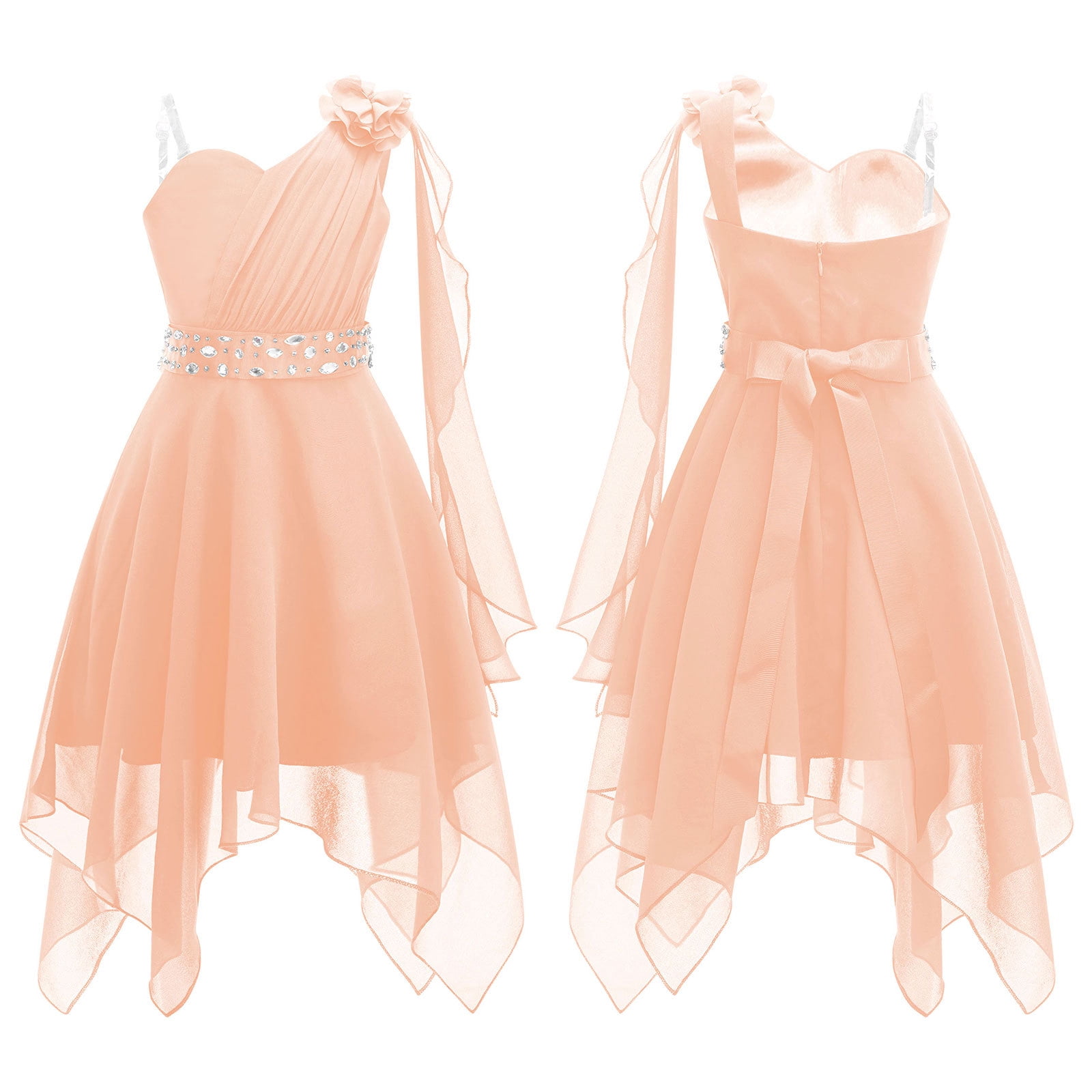 princess polly baby blue dress Peach Bridesmaid Chiffon Dress, Long Greek Style Wedding Party Gown with Draped Bodice main image 1