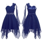 Alvivi Kids Girls One Shoulder Chiffon Party Dress Wedding Bridesmaid Gown 6-16