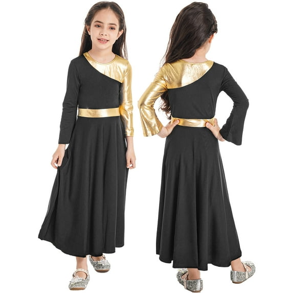 Alvivi Kids Girls Praise Dance Dress Liturgical Church Lyrical Worship Tunic Dresses