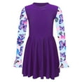 thumbnail image 1 of Alvivi Kids Girls Printed Patchwork Swim Dress Rashguard One Piece Long Sleeve Swimwear Swimsuit Dark Purple 8, 1 of 5
