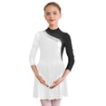 thumbnail image 1 of Alvivi Kids Girls Rhinestone Mesh Splice Figure Ice Skating Dress Ballet Leotard Tutu Dress Black&White 14, 1 of 7