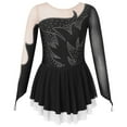 thumbnail image 1 of Alvivi Kids Girls Rhinestone Mesh Splice Figure Ice Skating Dress Gymnastics Bodysuit Black 16, 1 of 5