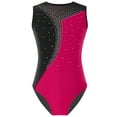 thumbnail image 1 of Alvivi Kids Girls Rhinestone Sleeveless Ballet Dance Leotard Gymnastic Color Block Bodysuit Hot Pink 12, 1 of 5
