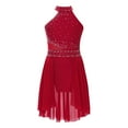 thumbnail image 1 of Alvivi Kids Girls Rhinestones Sleeveless Mock Neck Ice Skating Ballet Latin Dress Leotards Burgundy 6, 1 of 7