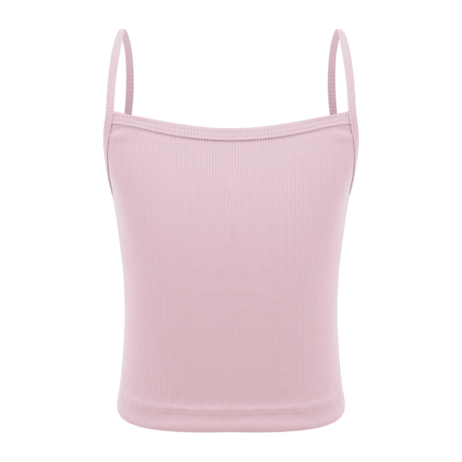 Alvivi Kids Girls Ribbed Sports Dance Crop Tops Spaghetti Straps