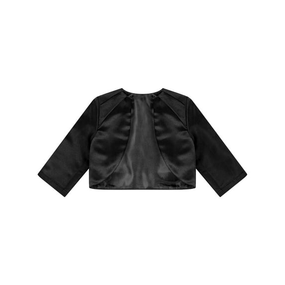 Alvivi Kids Girls Satin Cardigan Jacket 3/4 Sleeve Open Front Bolero Shrug Flower Girls Dress Cover Up Black 12