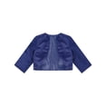 thumbnail image 1 of Alvivi Kids Girls Satin Cardigan Jacket 3/4 Sleeve Open Front Bolero Shrug Flower Girls Dress Cover Up Navy Blue 10, 1 of 7