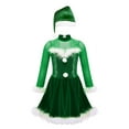 thumbnail image 1 of Alvivi Kids Girls Sequin Ice Skating Dance Leotard Dress Christmas Snowman Party Costume Hat Green 16, 1 of 7