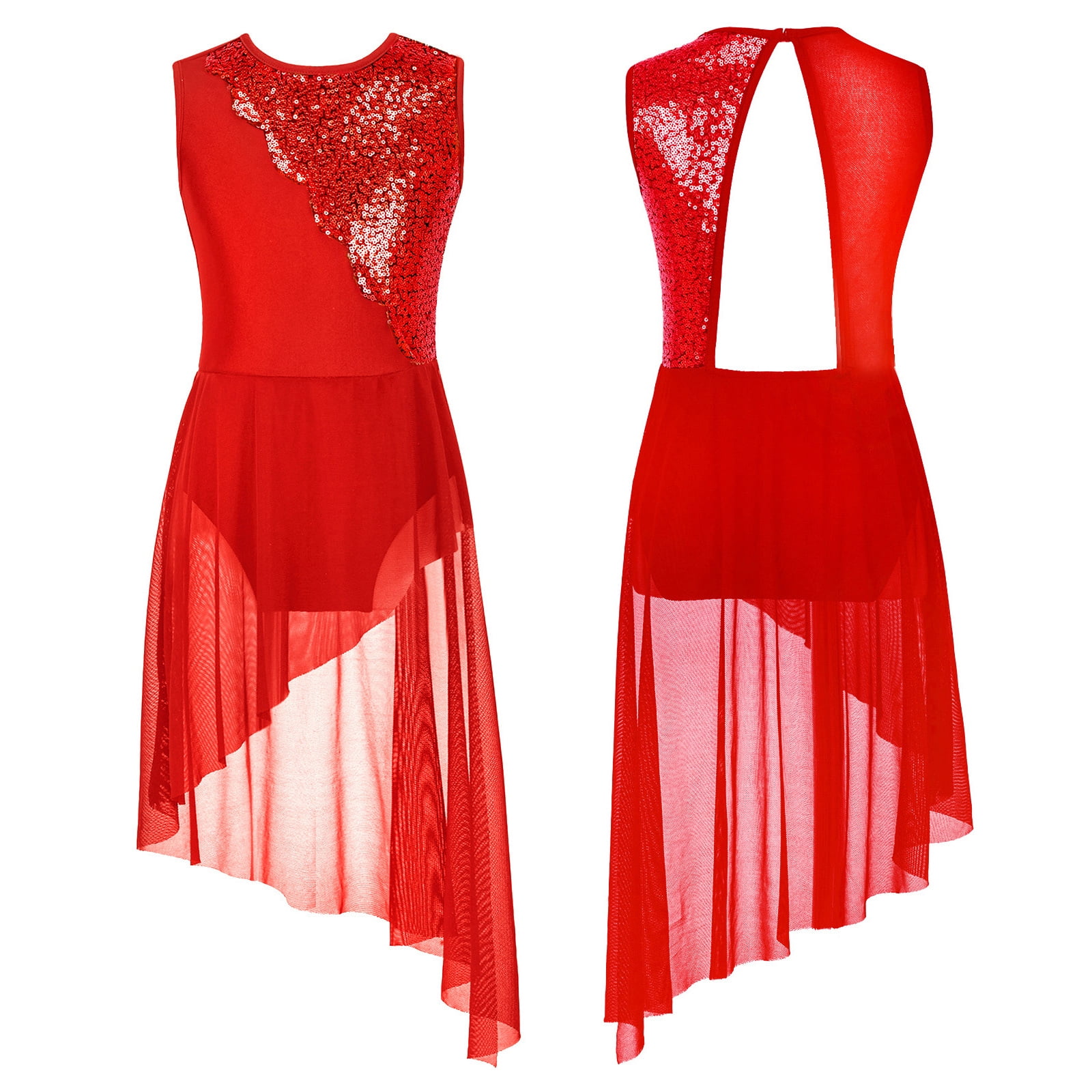 Kids Girls Sequins Ballet Latin Lyrical Leotard Dress Modern Dance Wear Shiny Da - Foto 8