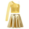 thumbnail image 1 of Alvivi Kids Girls Sequins Crop Top with Metallic Mini Skirt Outfits for Hip Hop Jazz Dance Performance Gold 10, 1 of 7
