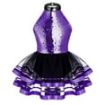 thumbnail image 1 of Alvivi Kids Girls Sequins Hollow Back Tutu Mesh Dance Dress 4-16 Purple 6, 1 of 5