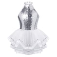 thumbnail image 1 of Alvivi Kids Girls Sequins Hollow Back Tutu Mesh Dance Dress 4-16 White 16, 1 of 7